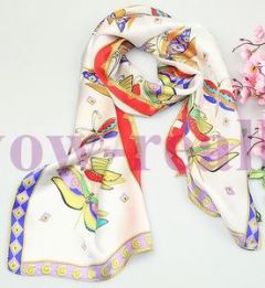 New dragonfly Print 100% Silk Abstract Animal Pattern Oblong Scarf Shawl wrap