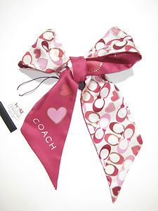 Coach SIGNATURE Heart Ponytail Scarf 83312 PURSE Purse COACH Scarf %100 SILK NWT