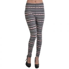Black & Pink Diamond Stripe Leggings