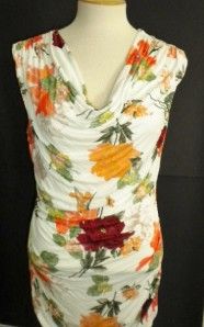 H & M FASHIONS MS SIZE LARGE MULTI-COLOR FLORAL PRINT DRAPE NECK TOP