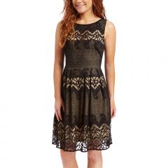 Black & Nude Lace Sleeveless Dress