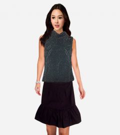 ALEX Evenings Black & Silver SPARKLING TUNIC