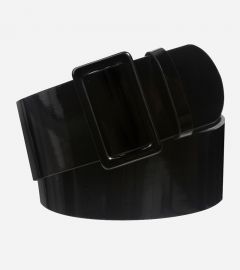 Wide High Waist Black Patent Leather Belt