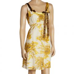 Mango & Ivory Floral Silk-Blend Sleeveless Dress