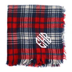 Red Tartan Monogram Scarf