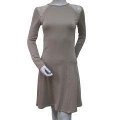Tan Fit & Flare Knit Skater Dress 