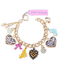 Zebra Gold Heart  Charm Bracelet