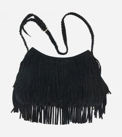 Black Fringe Tassel Faux Suede Bag