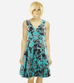 Blue Front Pleated Dress