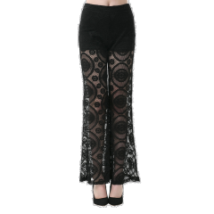 Black Crochet Flare Pants
