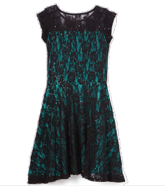 Black & Jade Lace Cap Sleeve Dress