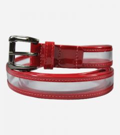 Red Clear Plastic Patent Leather Belt