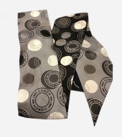 Gray And Black Polka Dot Pony Tail Scarf