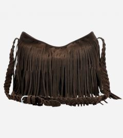 Coffee Fringe Tassel Faux Suede Bag