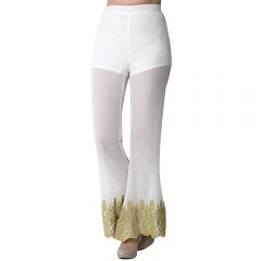 Off-White Lace-Hem Flare Pants
