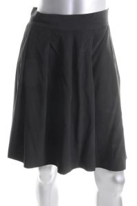 Black Pleated Silk A-line Skirt