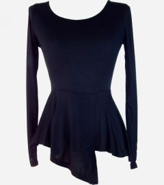 Black Asymmetrical Peplum Top