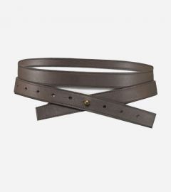 Gray Leather Double Wrap Belt