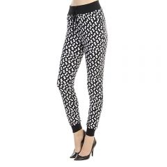 Black & White Dots Contrast Drawstring Joggers