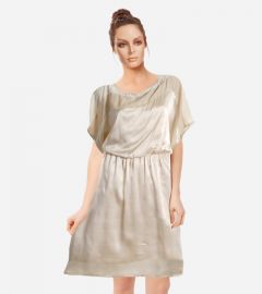 Beige Casual Silk Dress