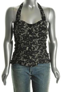 Halter Black & Ivory Silk Shirt