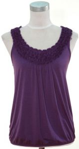 Purple Rosette Trim Banded Tank Top