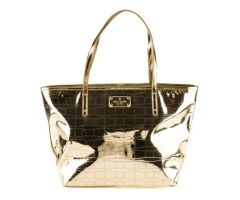 Gold Metallic Patent Leather Handbag 