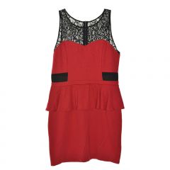 Red Lace Peplum Dress 