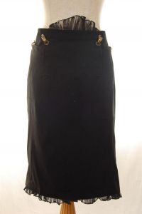 Wool Ruffle Pencil Skirt