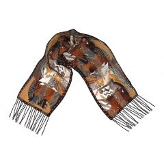 Brown Moroccan Mares Fringe Silk Scarf