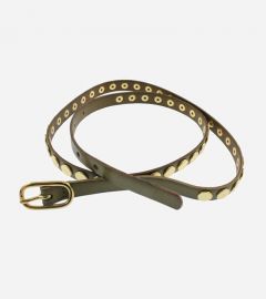 Studded Buckle Closure Skinny Belt