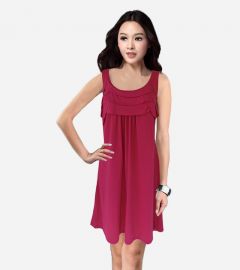 Casual Sunday Pink Crimson Color Dress