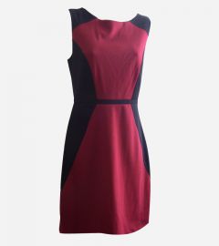 Brick Red & Black Ponte Knit Sheath Dress
