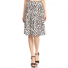 White & Black Dot Midi Skirt 