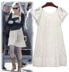 Lace Crew Neck Mini Dress