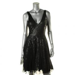 Black Mesh Sequins Dress