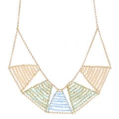 Pink Crystal & Goldtone Triangle Statement Necklace