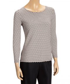 White & Brown Honeycomb Boatneck Top