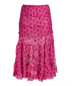 Magenta Peace Sign Maxi Skirt