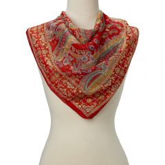 Multicolor Fleck Silk Paisley Scarf