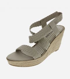 Beige Woven Wedge Sandals