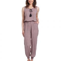Rose & Blue Geometric Tassel Pocket Jumpsuit