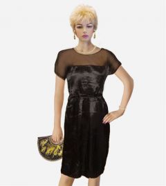 Silk Black Unique Sheer Mini Evening Cocktail Party Dress