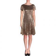 Metallic Copper Sequin Cocktail Dress 