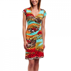 Red Animal Surplice Dress 
