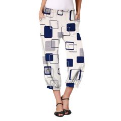 Blue & White Squares Harem Pants