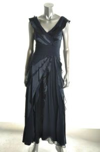 Blue Silk Tiered Dress