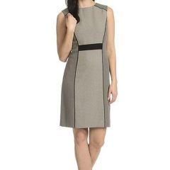 Women's Beige Printed Knit Sheath Dress