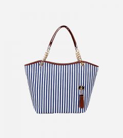 Red Stripe Canvas Tote Shoulder Bag
