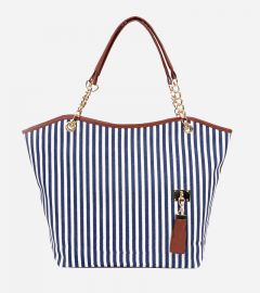 Stripe Canvas Shoulder Bag